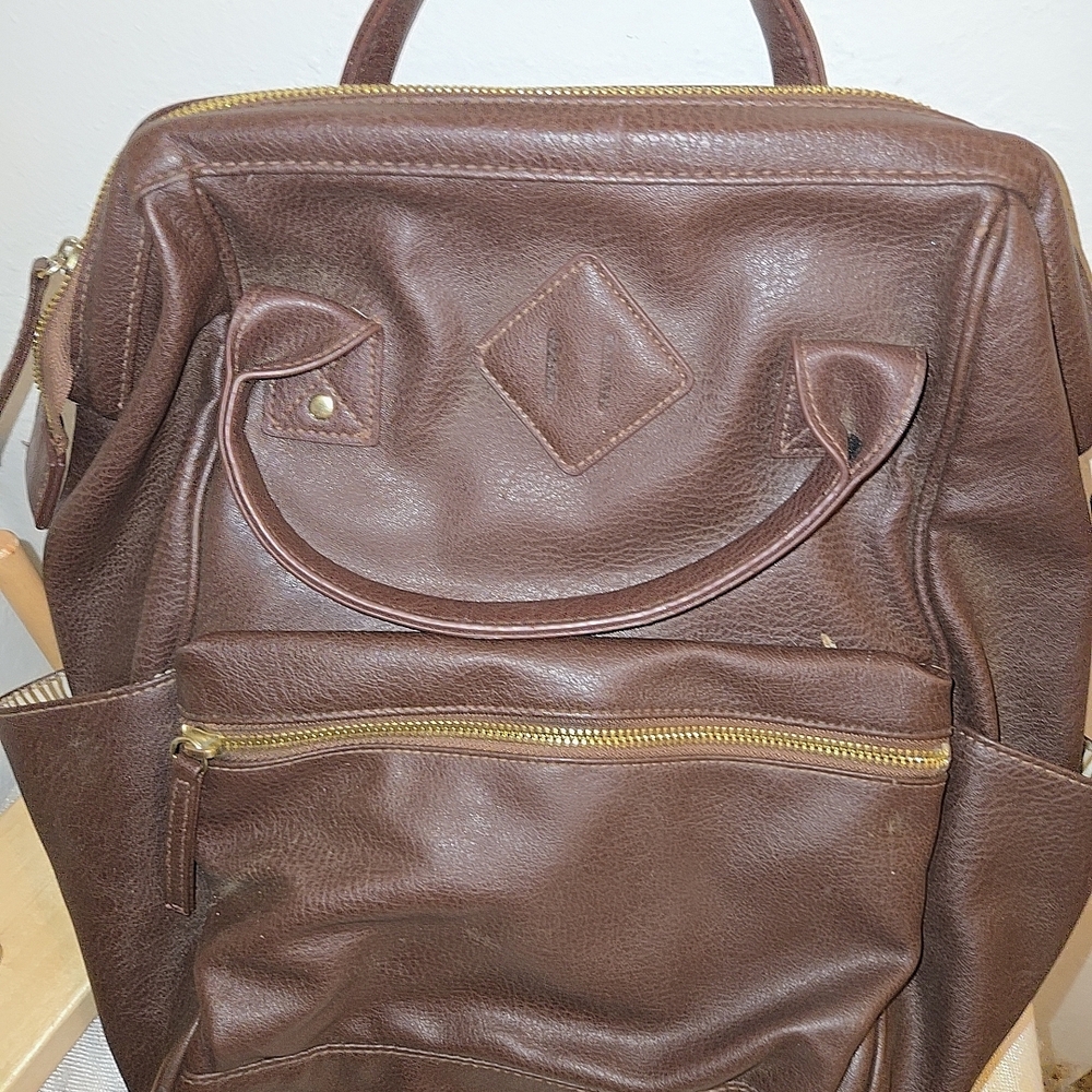 Brown Leather Men's Backpack